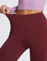 Baleaf Women's Laureate High-Rise Thermal Leggings dbh073 Burgundy Red Details