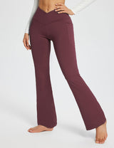 Baleaf Women's Laureate 29'' Crossover High-Rise Flared Pants dbh095 29-Wine Main