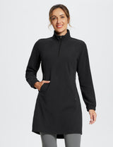 #Baleaf Women's Long-Sleeve Quarter Zip Thermal Dress dga069 Black Main