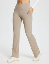 Baleaf Women's Laureate 29'' Crossover High-Rise Flared Pants dbh095 29-Khaki Main