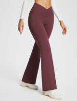 Baleaf Women's Laureate 29'' Crossover High-Rise Flared Pants dbh095 29-Wine Side