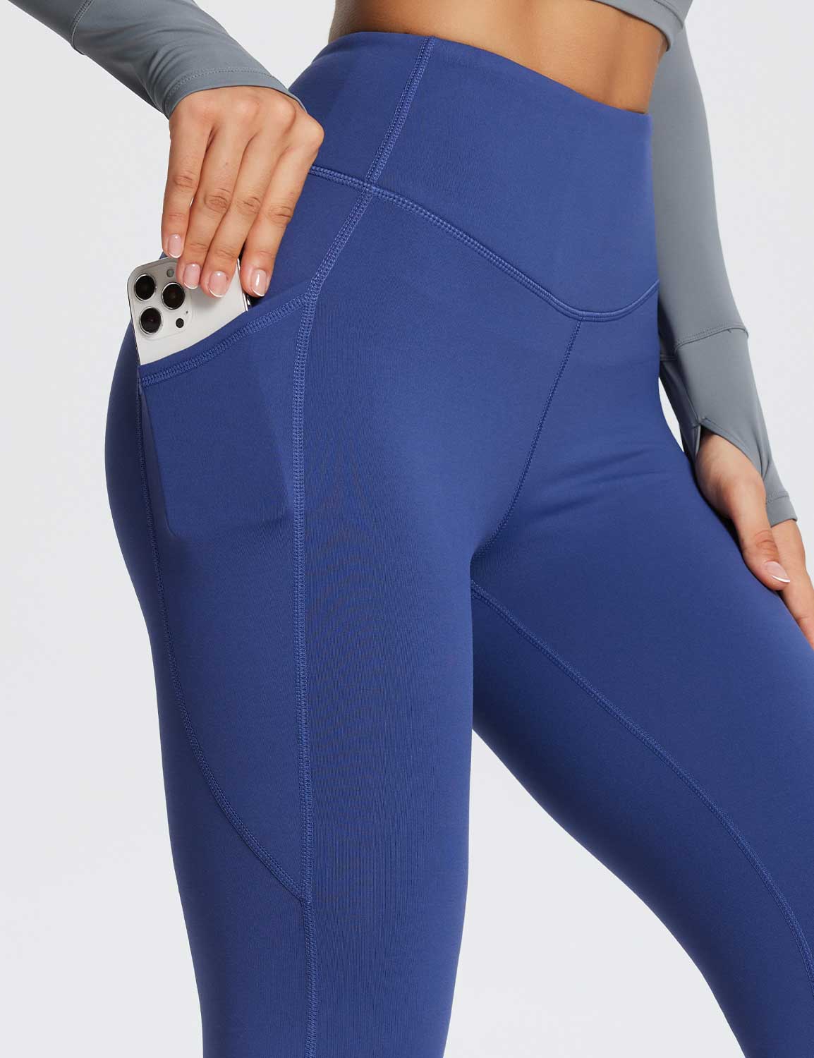 Baleaf Women's Laureate High-Rise Thermal Leggings dbh073 Blue Details