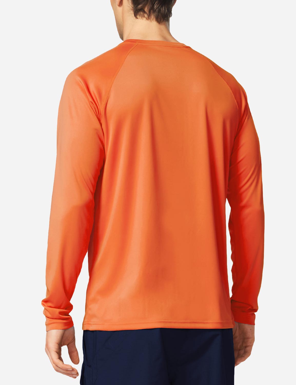 Baleaf Men's UPF50+ Long Sleeved Loose Fit Casual T-Shirt Vibrant Orange Back