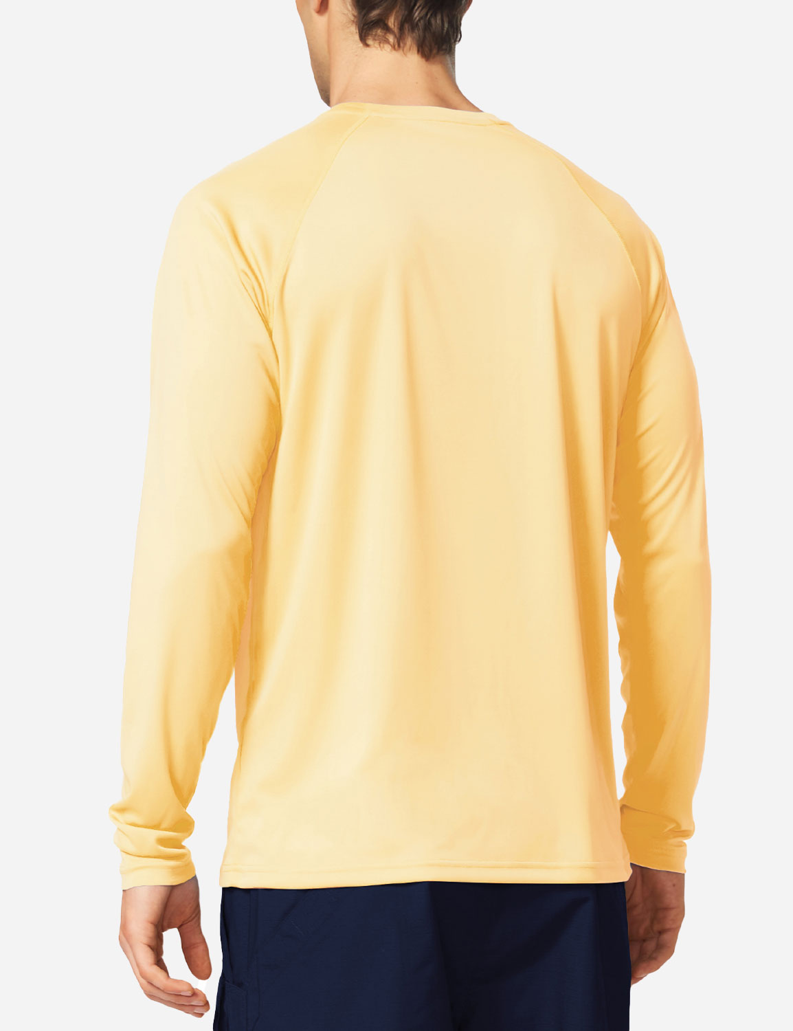 Baleaf Men's UPF50+ Long Sleeved Loose Fit Casual T-Shirt Custard Back