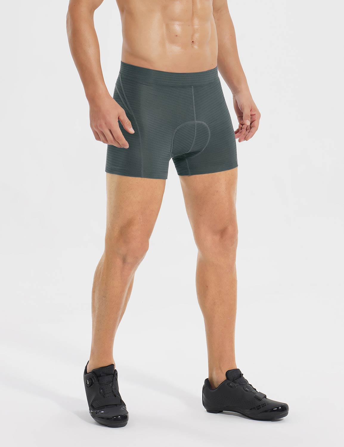 Baleaf Men's Quick Dry Cycling Mesh Quad Briefs Ebony Side