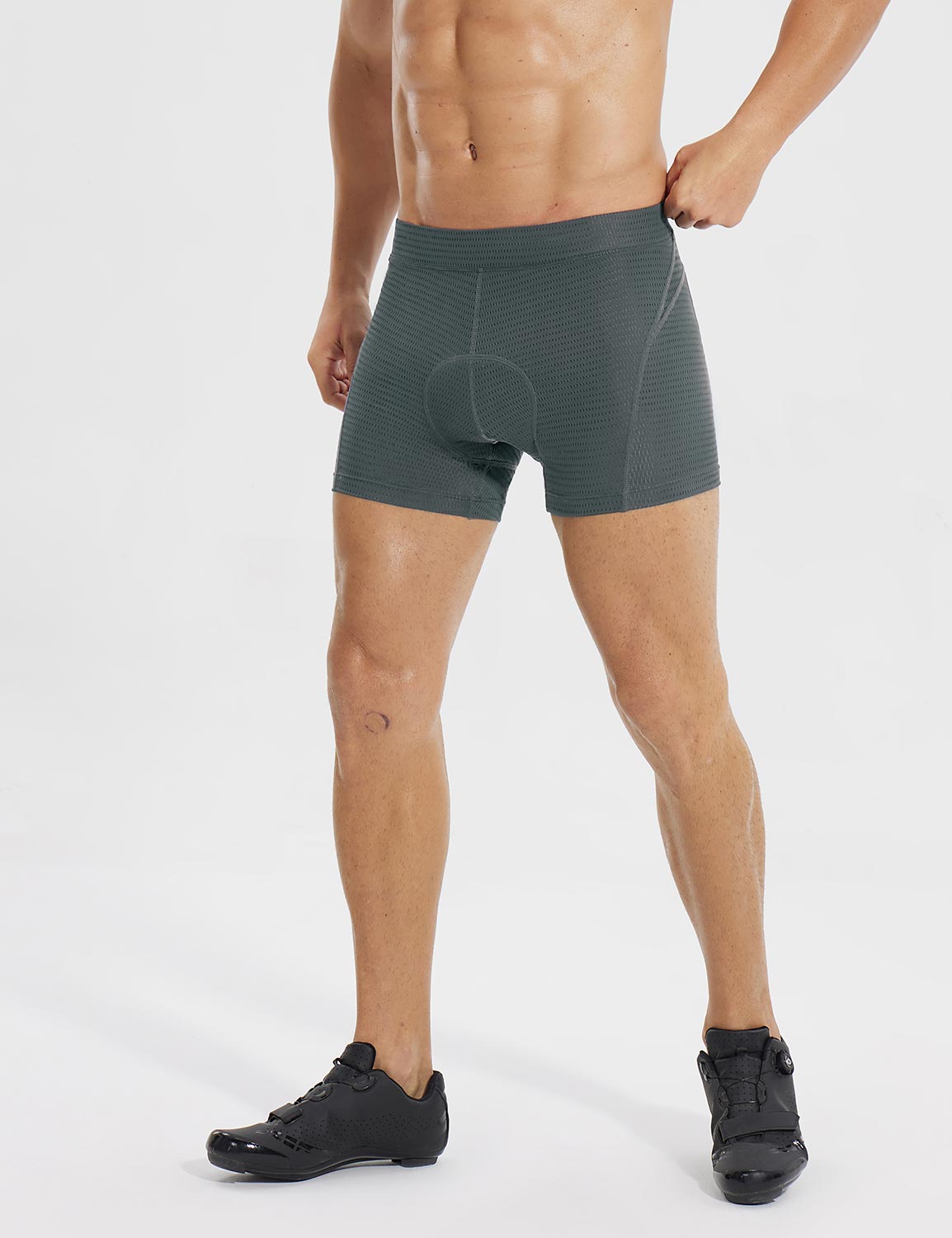 Baleaf Men's Quick Dry Cycling Mesh Quad Briefs Ebony Main