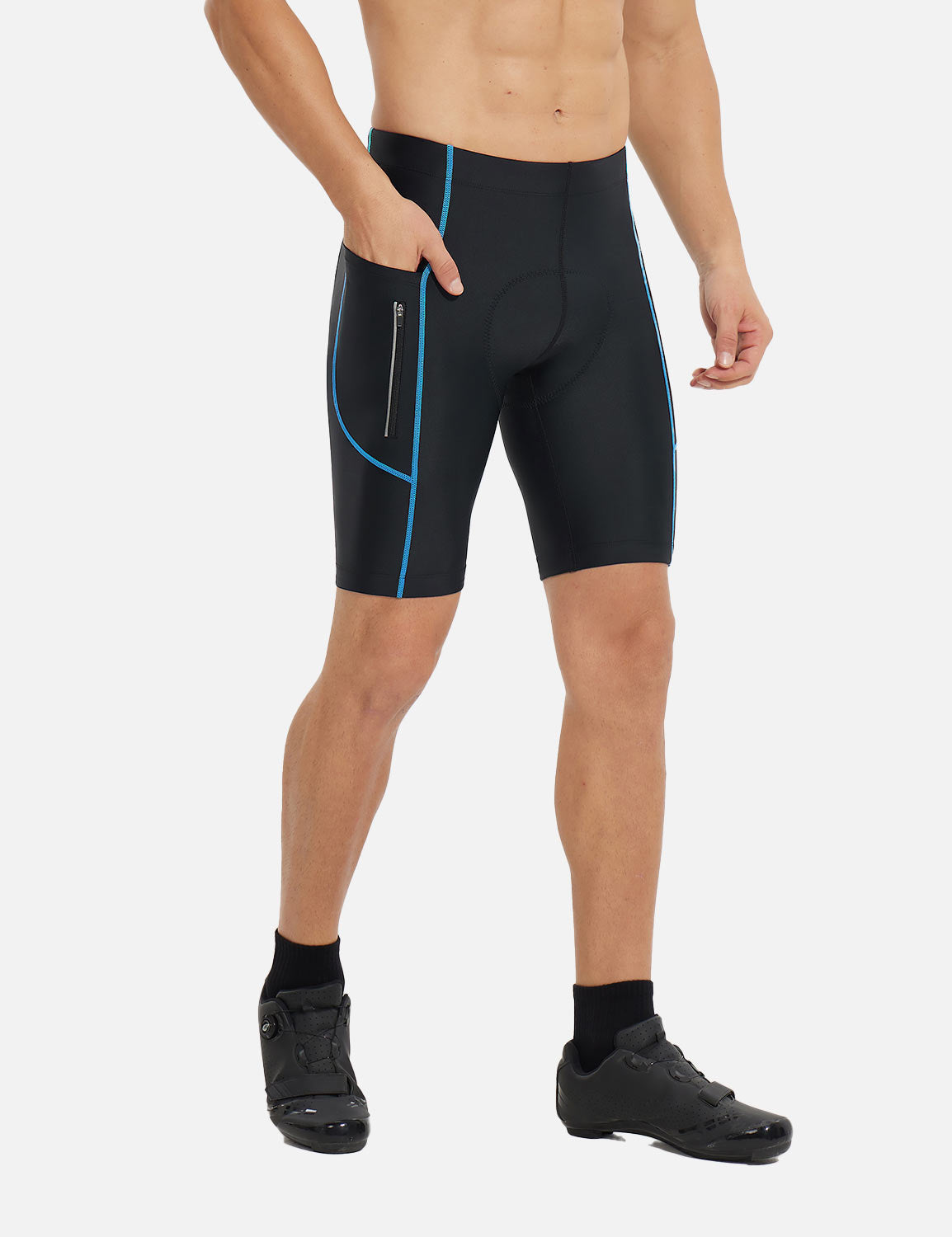 Baleaf Men's Lycra Cushioned Tight Cycling Shorts Barrier Reef Side