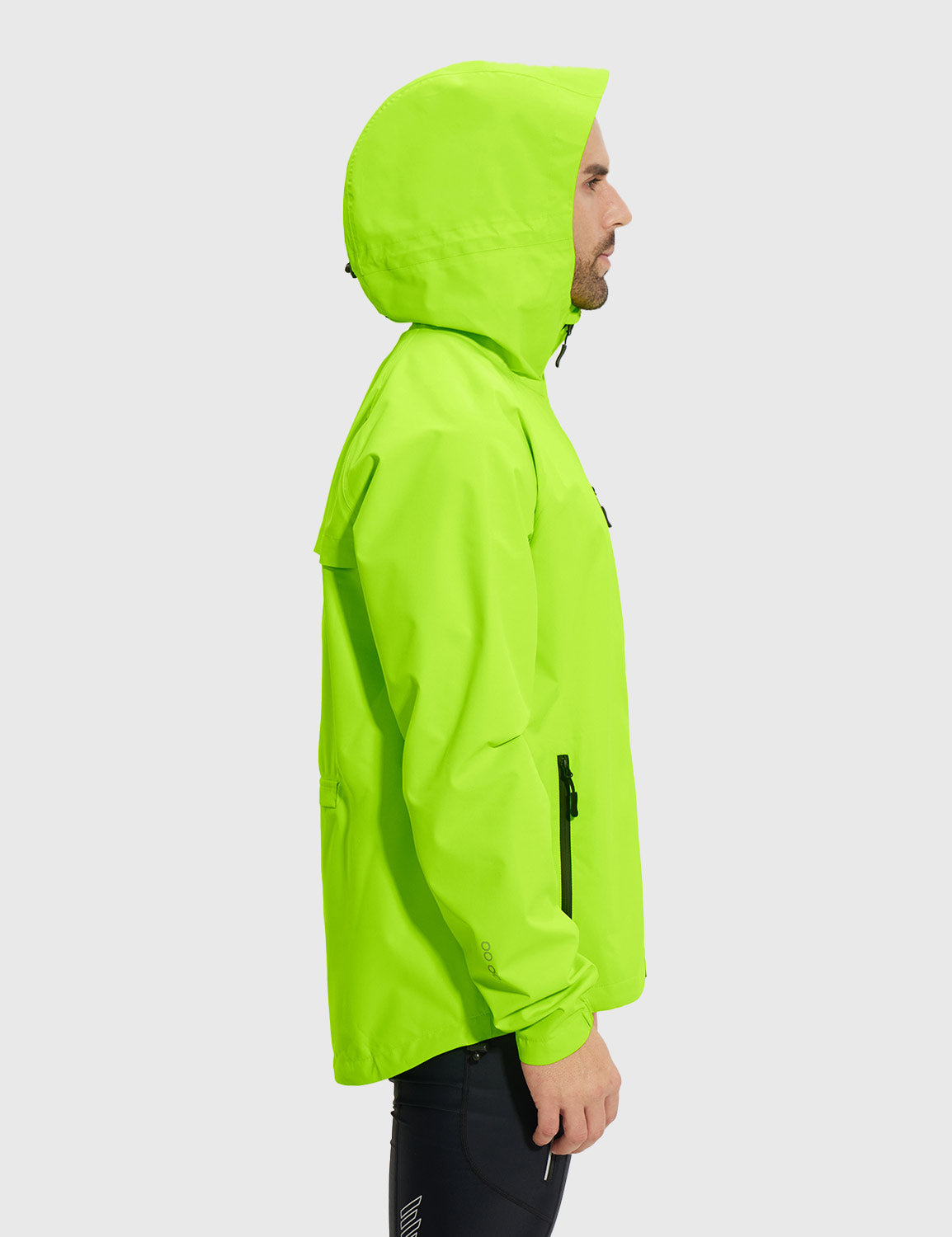 Baleaf Men's Breathable Waterproof Hooded Jacket Fluorescent Yellow Side