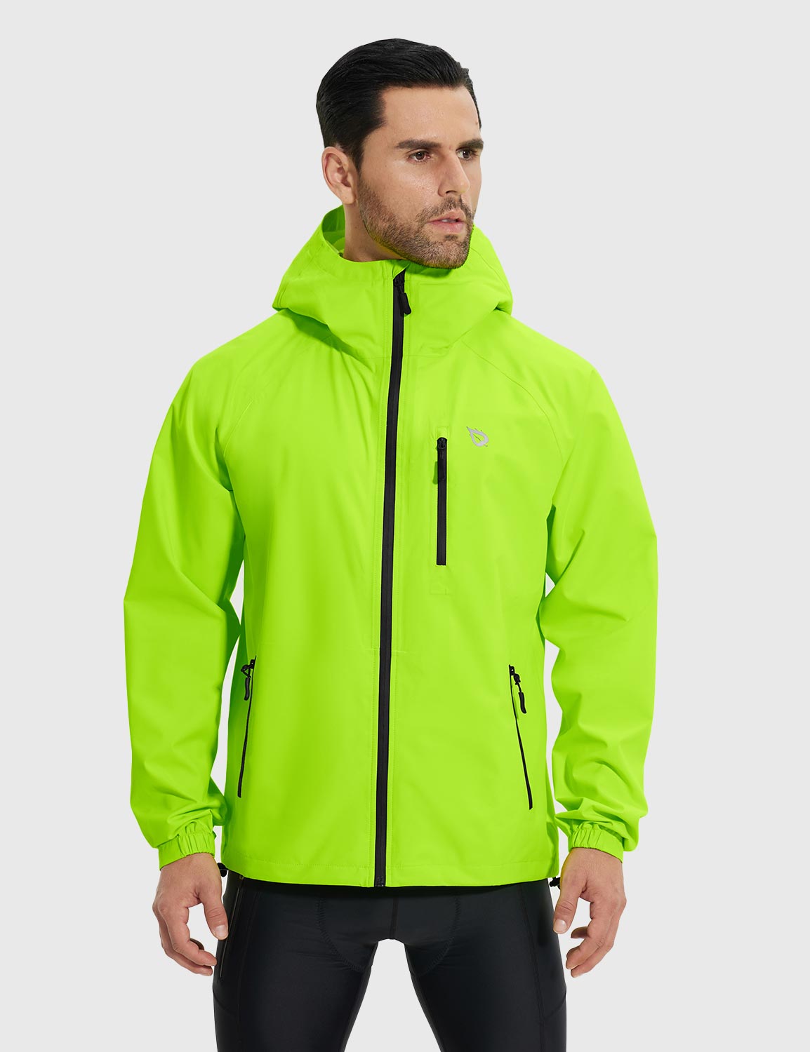 Baleaf Men's Breathable Waterproof Hooded Jacket Fluorescent Yellow Main