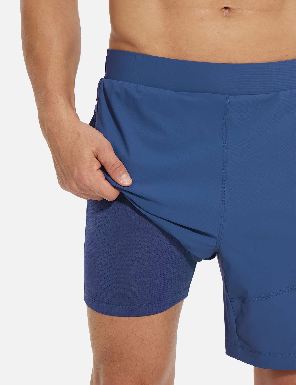 Baleaf Men's Lightweight Padding Mountain Biking Shorts Estate Blue with Compression Liner