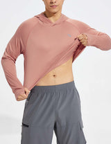 Baleaf Men's UPF50+ Quick-Dry Thumbholes Knit Hoodie Rose Dawn Details