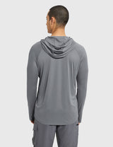 Baleaf Men's UPF50+ Quick-Dry Thumbholes Knit Hoodie Harbor Mist Back