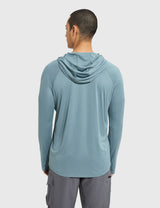 Baleaf Men's UPF50+ Quick-Dry Thumbholes Knit Hoodie Stone Blue Back