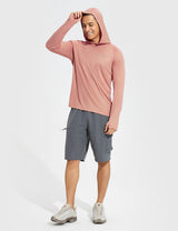 Baleaf Men's UPF50+ Quick-Dry Thumbholes Knit Hoodie Rose Dawn Full