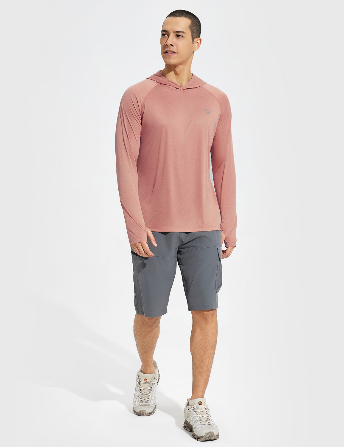 Baleaf Men's UPF50+ Quick-Dry Thumbholes Knit Hoodie Rose Dawn Main