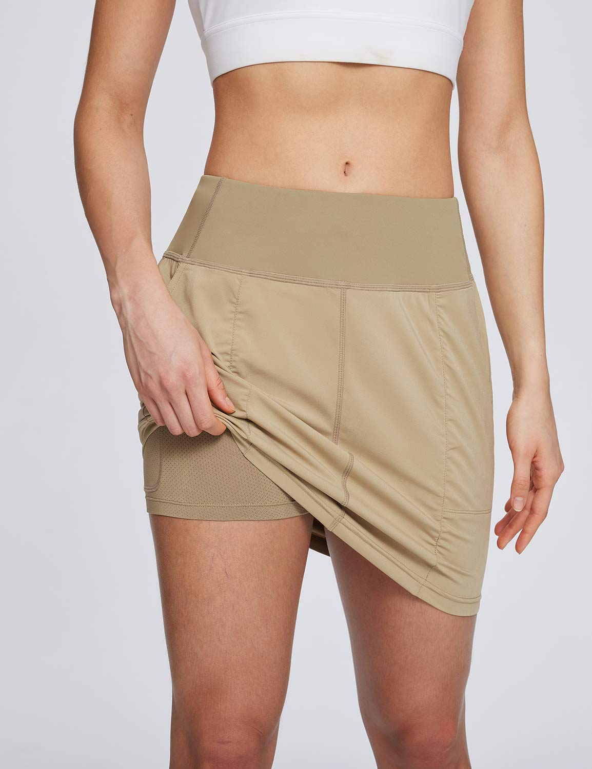 Baleaf Women's UPF50+ Lightweight Hiking Skort Tannin with Compression Inner Shorts