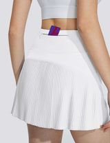 Baleaf Women's High-rise Patchwork Pleated Skirt Lucent White Details