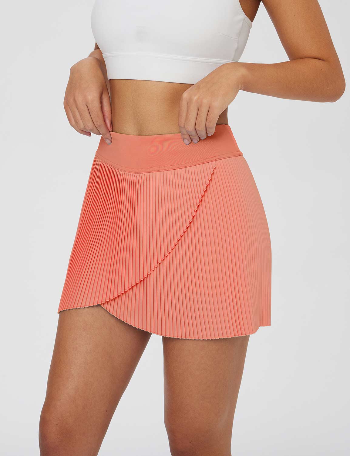 Baleaf Women's Soft UPF 50+ Pleated Tennis Skorts Burnt Coral Side