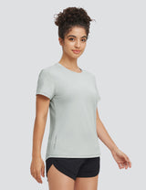 Baleaf Women's UPF 50+ Reflective Crew Neck T-Shirt Glacier Gray Side