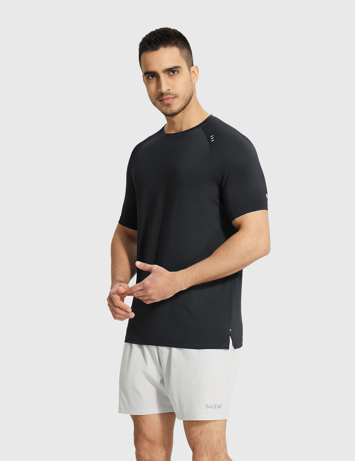 Baleaf Men's Reflective Crew Neck Short Sleeve Anthracite Side