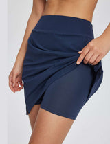 Baleaf Women's UPF 50+ Drawstring Knee-length Skort Dark Sapphire with Built-in Mesh Liner Shorts