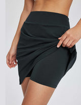 Baleaf Women's UPF 50+ Drawstring Knee-length Skort Anthracite with Built-in Mesh Liner Shorts