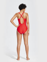 Baleaf Women's UPF 50+ Lycra One Piece Racing Swimsuit Fiery Red Back