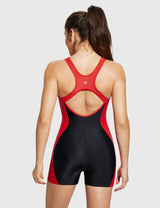 Baleaf Women's Crossback Competitive One-piece Swimsuit Fiery Red Back