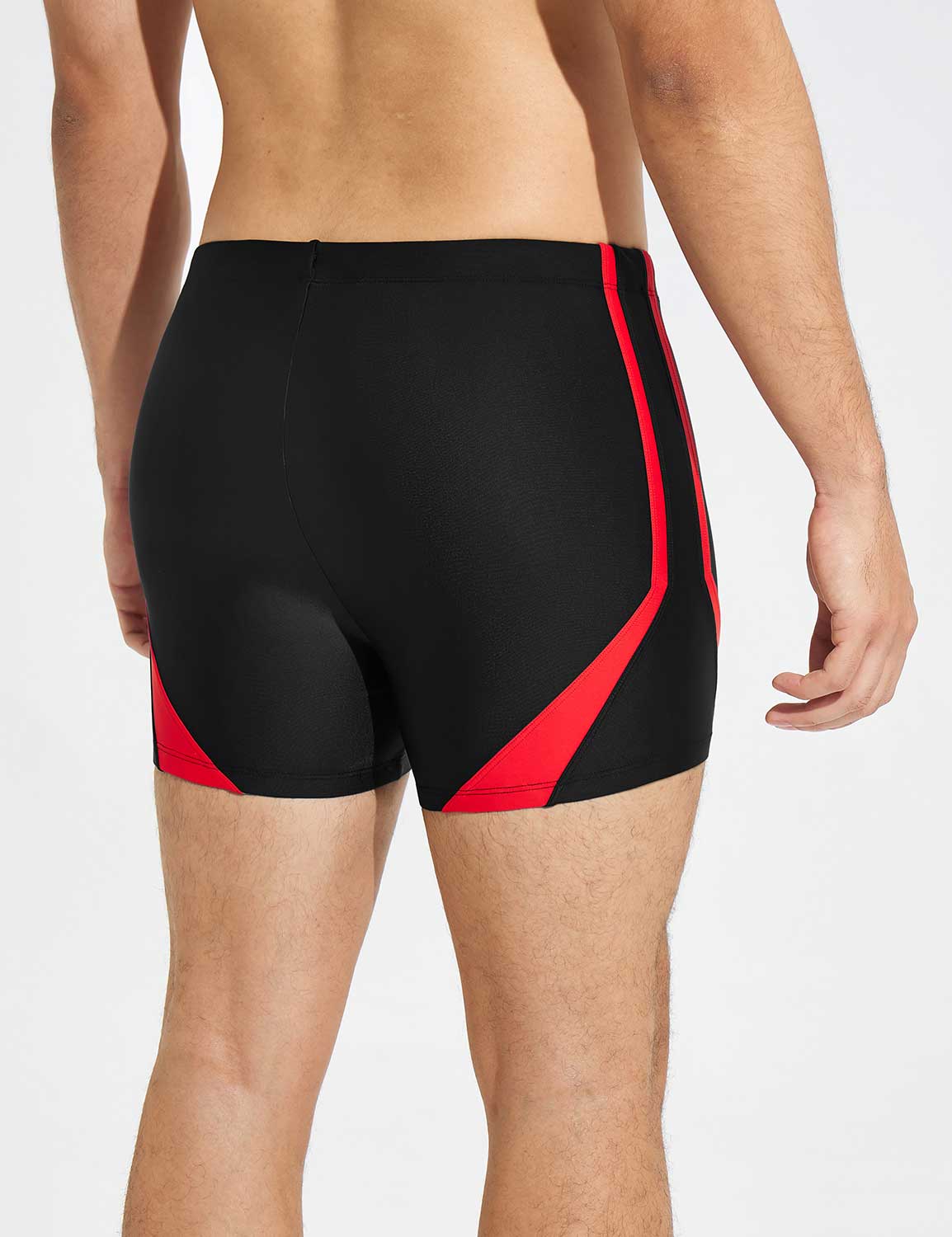 Baleaf Men's Stretchy Soft Competitive Swim Shorts Fiery Red Back