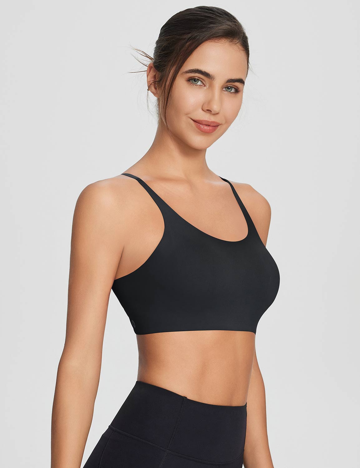 Baleaf Women's Y-Back Low Strength Bra Anthracite Side