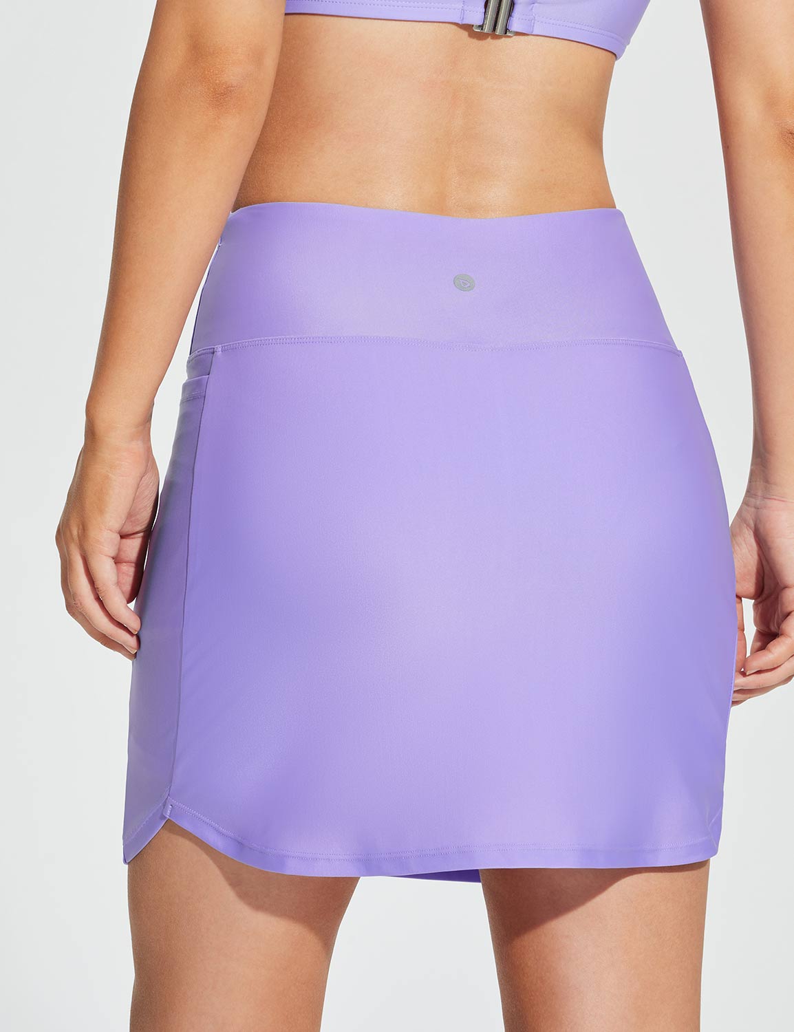 Baleaf Women's High-Rise Tummy Control Straight Swim Skort Violet Tulip Back