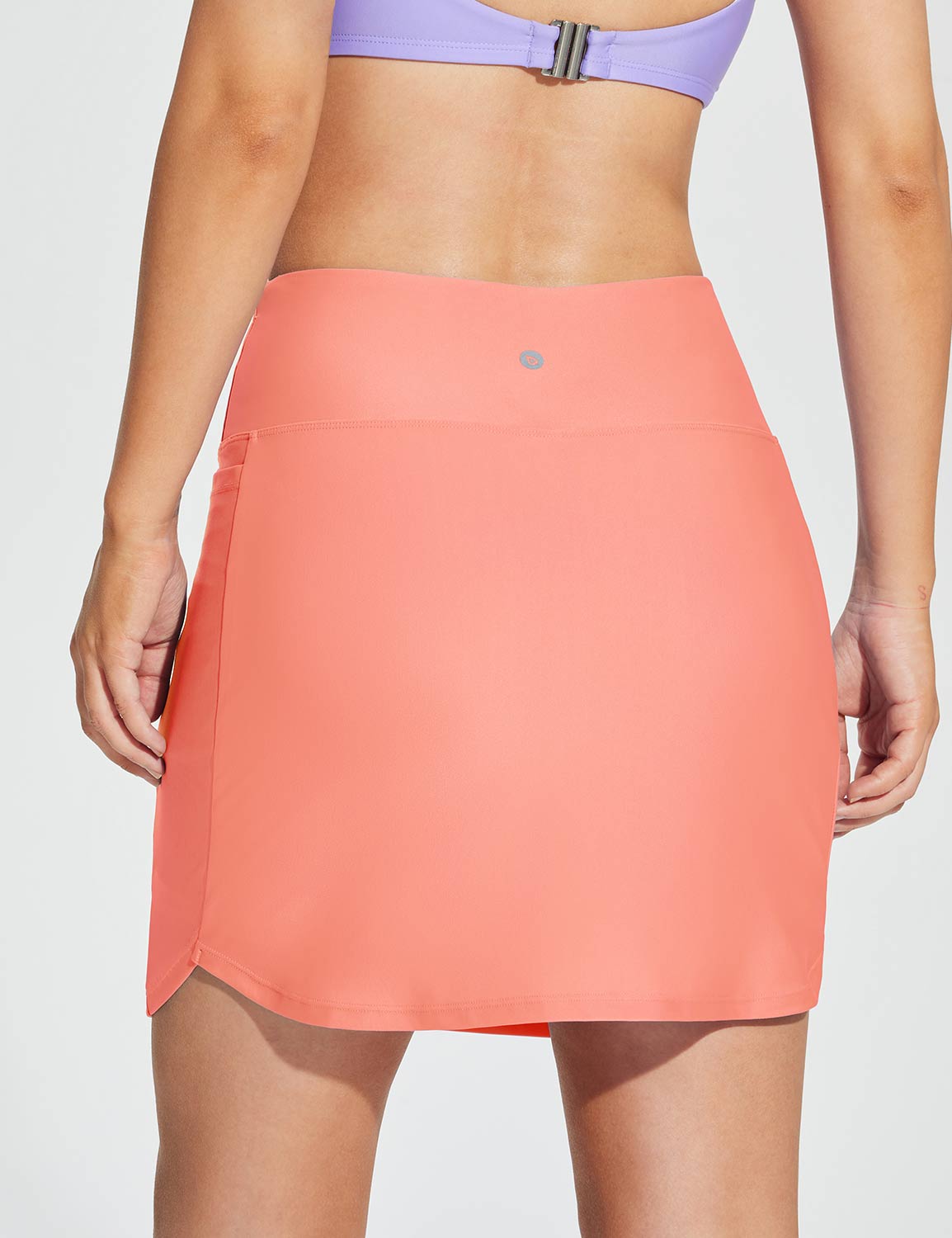 Baleaf Women's High-Rise Tummy Control Straight Swim Skort Burnt Coral Back