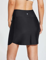 Baleaf Women's High-Rise Tummy Control Straight Swim Skort Anthracite Back