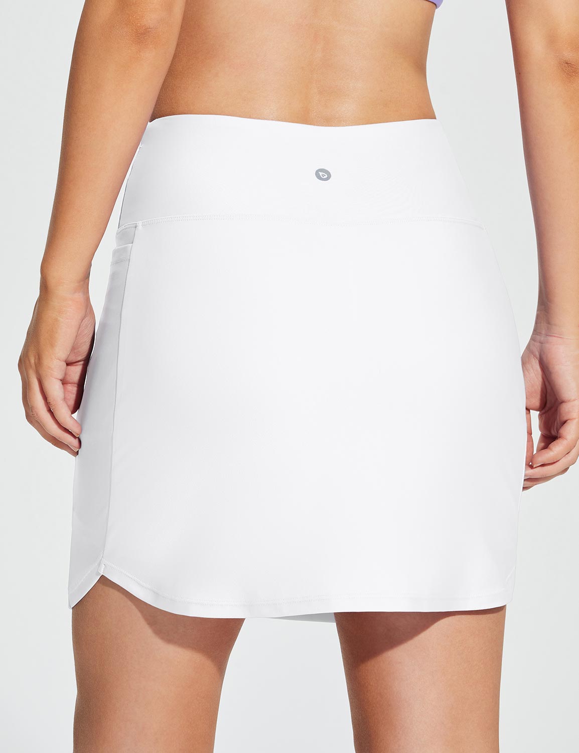 Baleaf Women's High-Rise Tummy Control Straight Swim Skort Lucent White Back