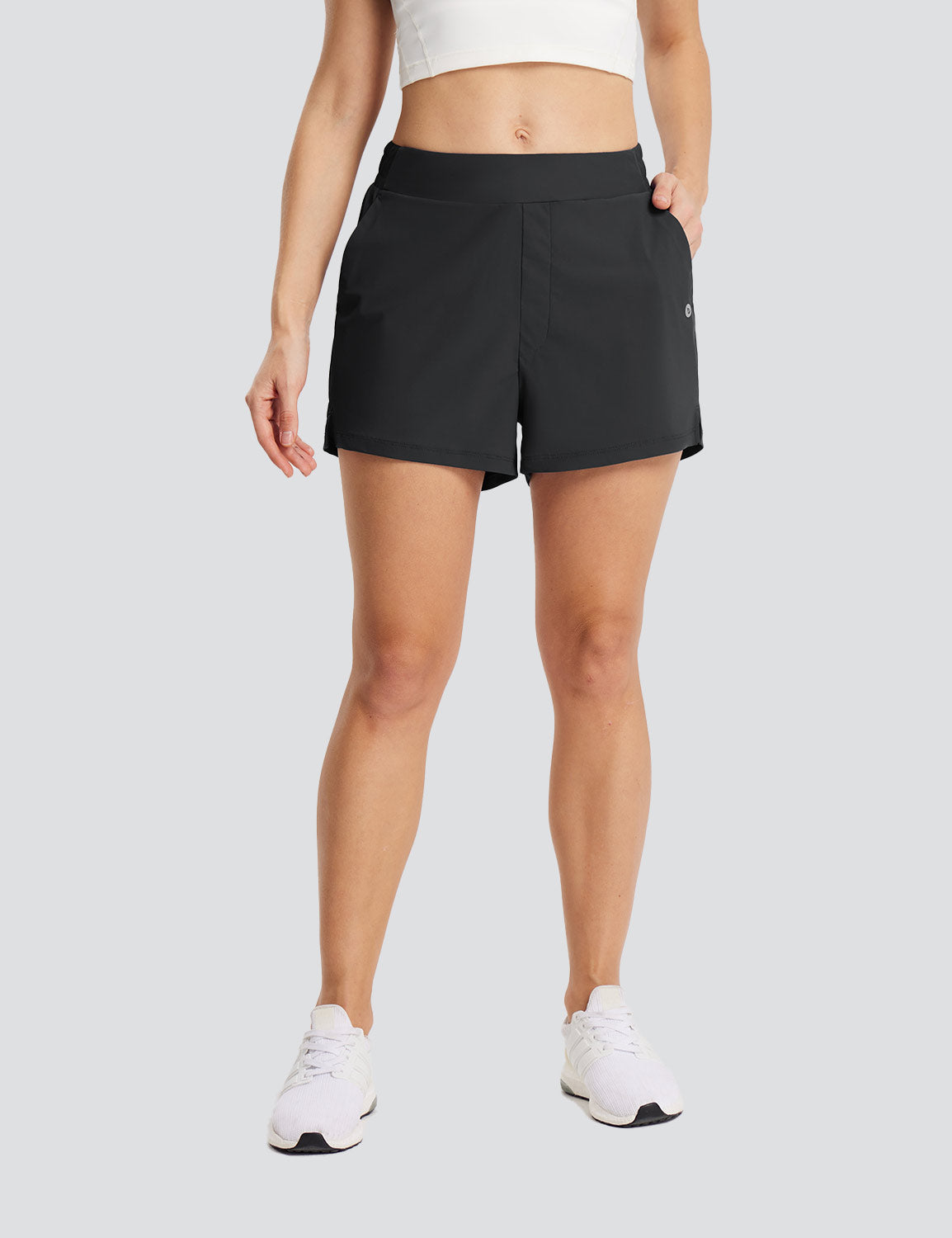 Baleaf Women's UPF 50+ Lightweight Elastic Waist Shorts Anthracite Front