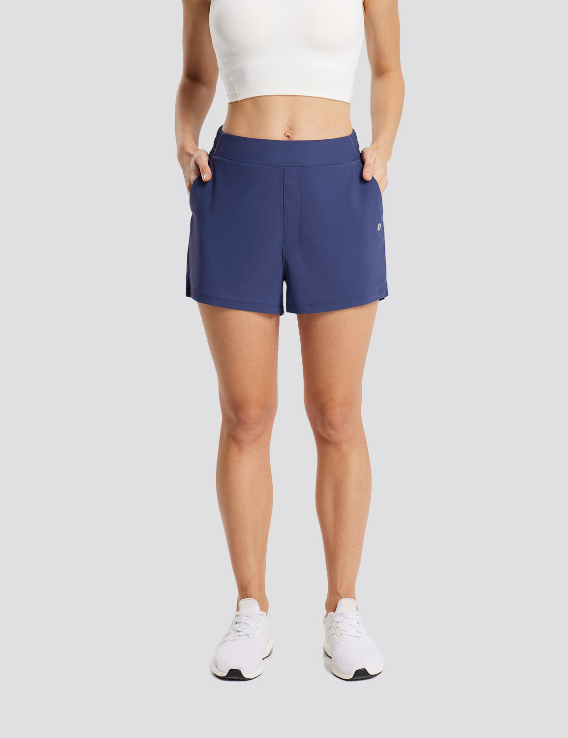 Baleaf Women's UPF 50+ Lightweight Elastic Waist Shorts Estate Blue Front