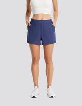 Baleaf Women's UPF 50+ Lightweight Elastic Waist Shorts Estate Blue Front