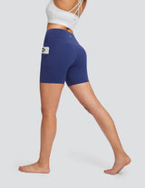 Baleaf Women's High Rise Tight-fitting Shorts Estate Blue Back