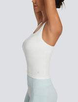 Baleaf Women's Low Impact Tank Top with Built in Bra Star White Side