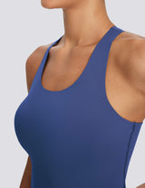 Baleaf Women's Low Impact Tank Top with Built in Bra Estate Blue Details