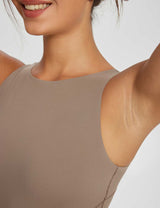 Baleaf Women's U-Back Padded Midi Tank Top Cocoa Crème Details