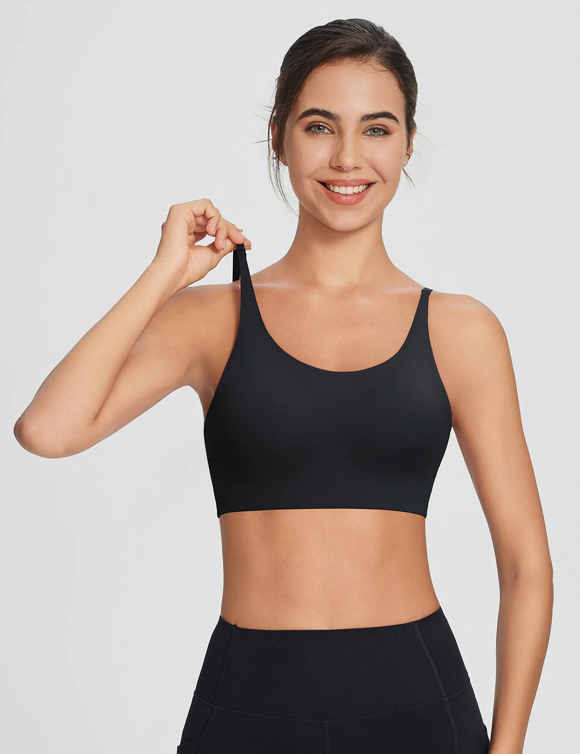 Baleaf Women's Y-Back Low Strength Bra Anthracite Front