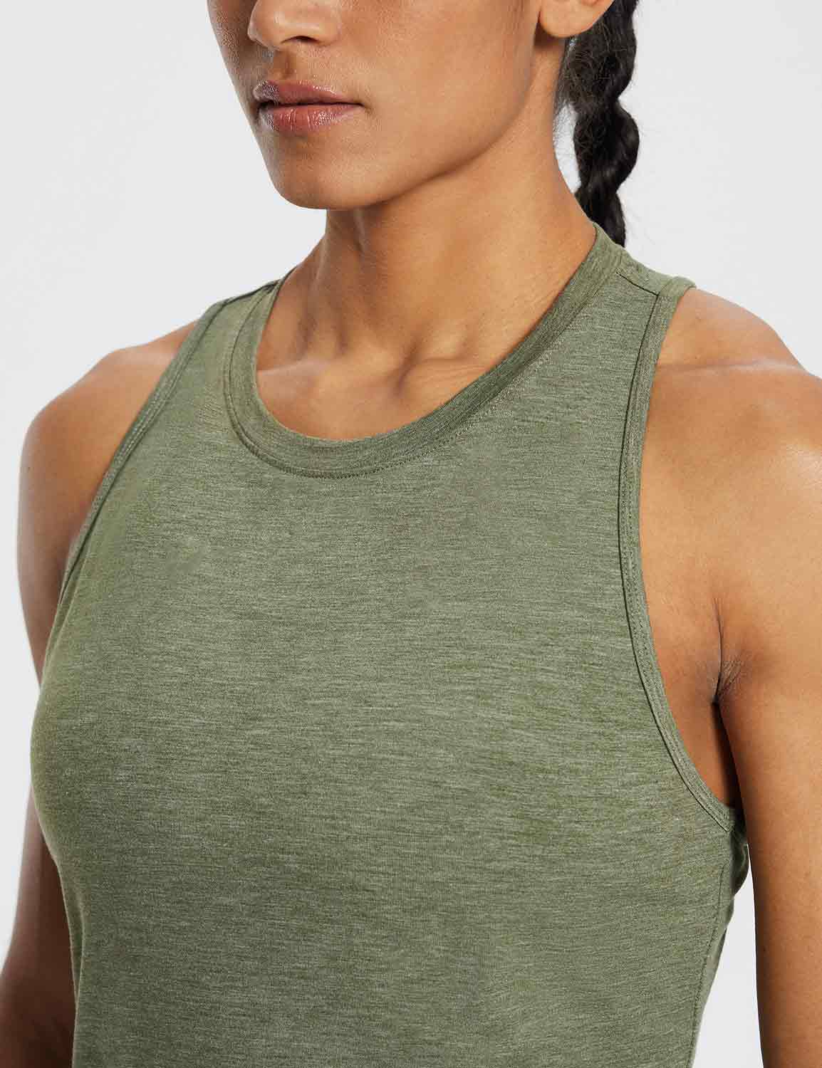 Baleaf Women's Laureate Racerback Gym Tank Top ebd008 Heather Green Details