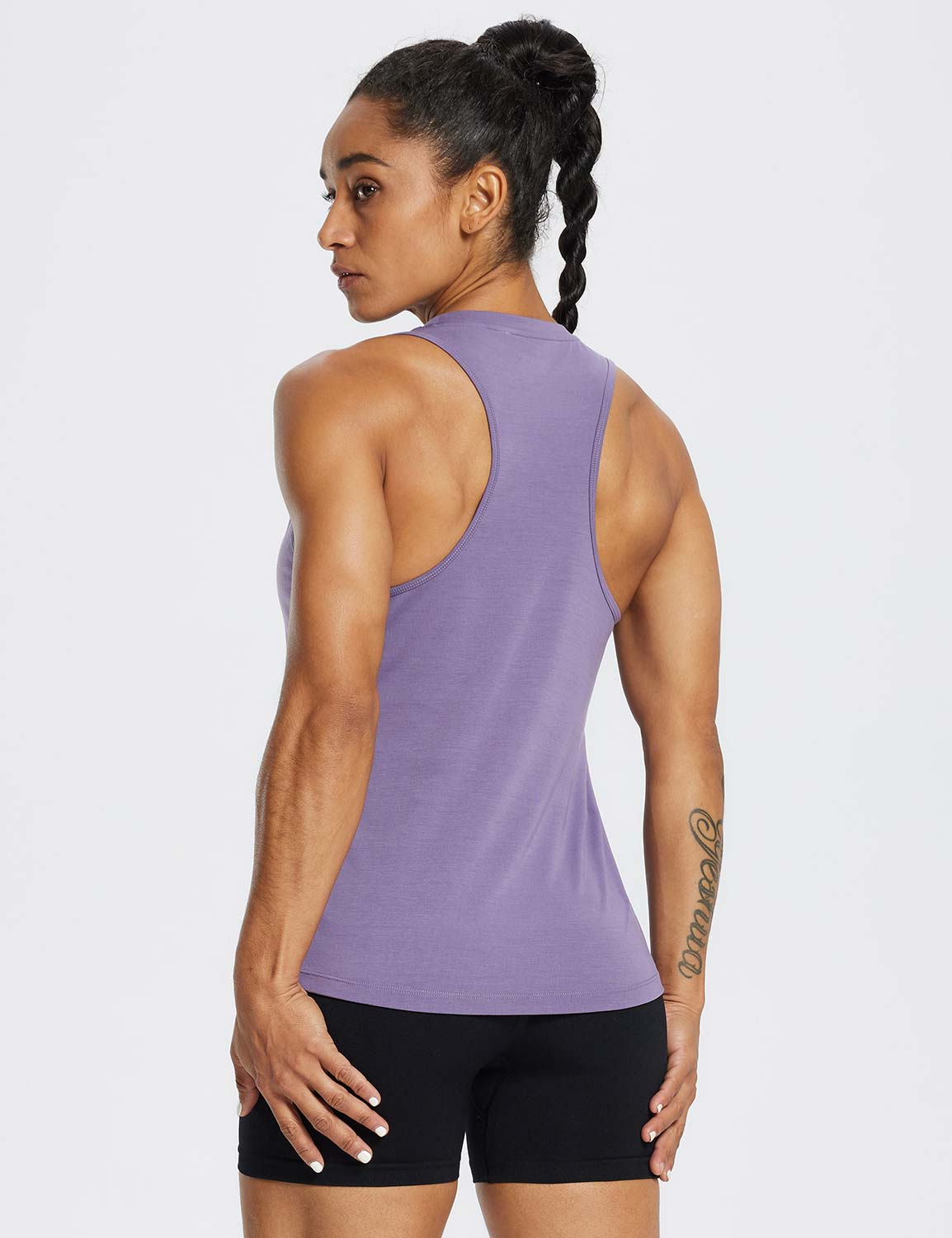 Baleaf Women's Laureate Racerback Gym Tank Top ebd008 Montana Grape Back