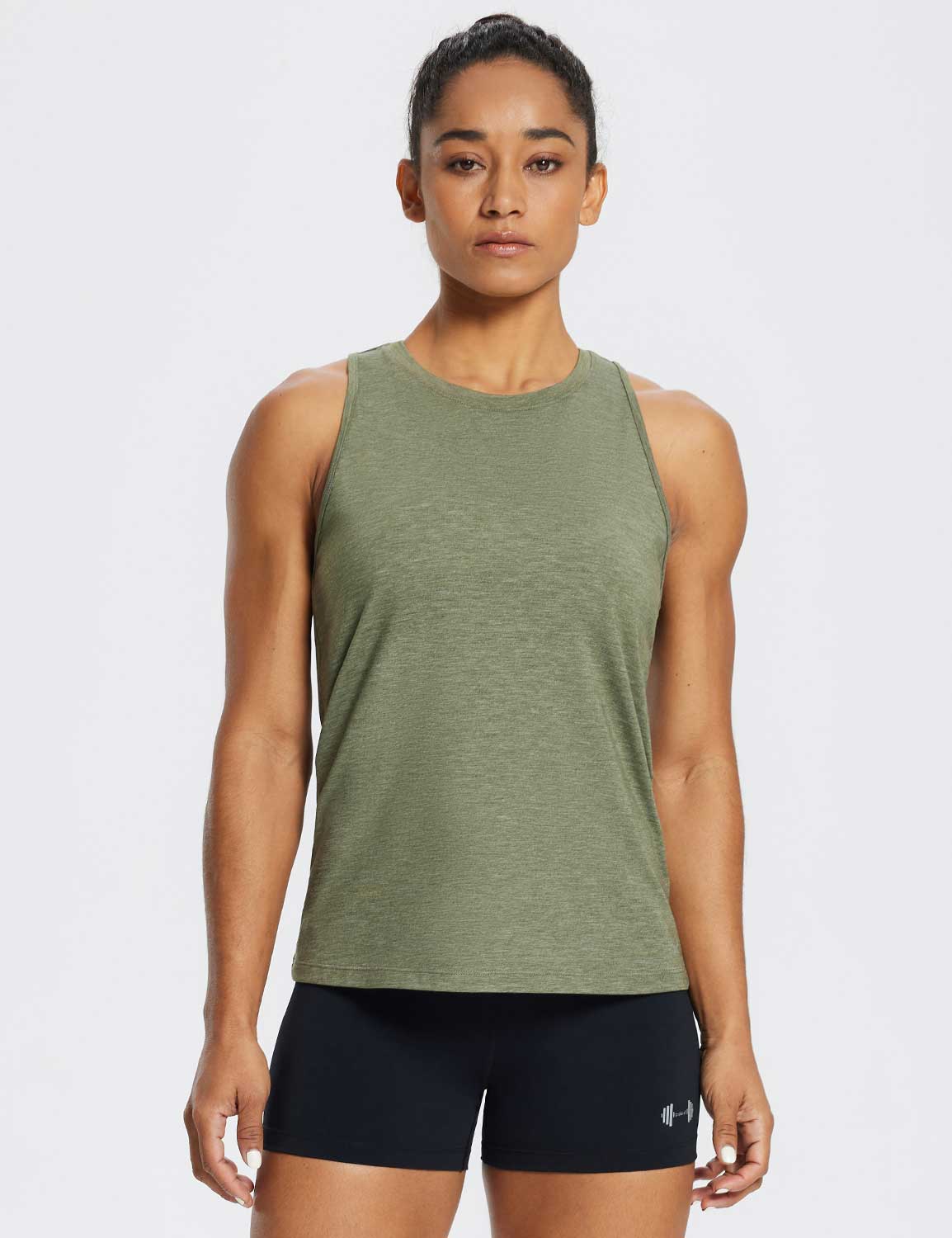 Baleaf Women's Laureate Racerback Gym Tank Top ebd008 Heather Green Main