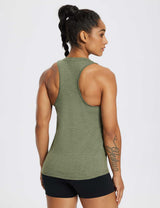 Baleaf Women's Laureate Racerback Gym Tank Top ebd008 Heather Green Back