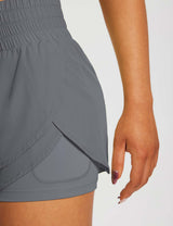 Baleaf Women's Laureate High Rise 2-in-1 Shorts ebd011 Smoked Pearl Details