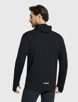 Baleaf Men's Merino Wool Hooded Base Layer Shirts Anthracite Back