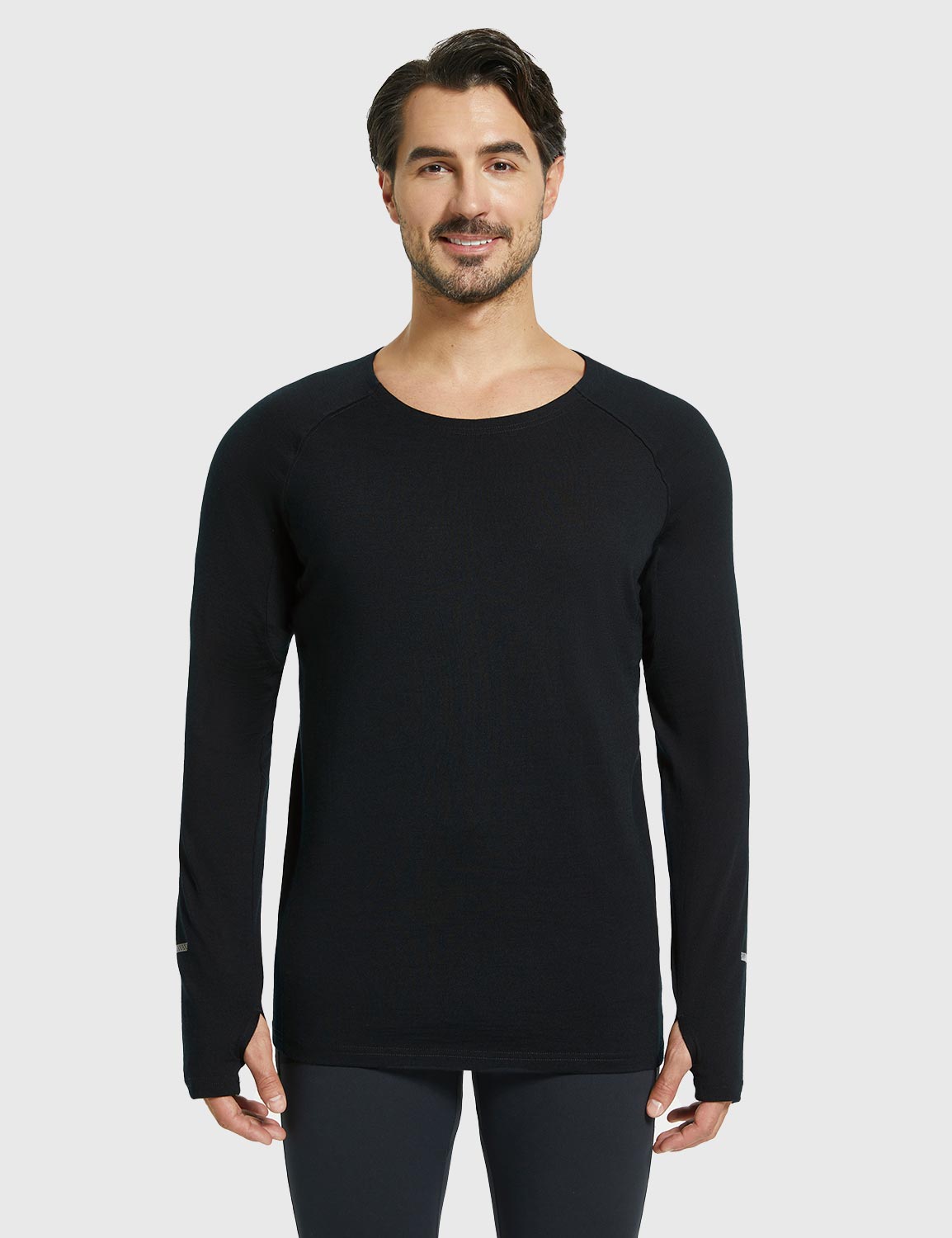 Baleaf Men's Merino Wool Crew Neck Base Layer Shirts Anthracite Main