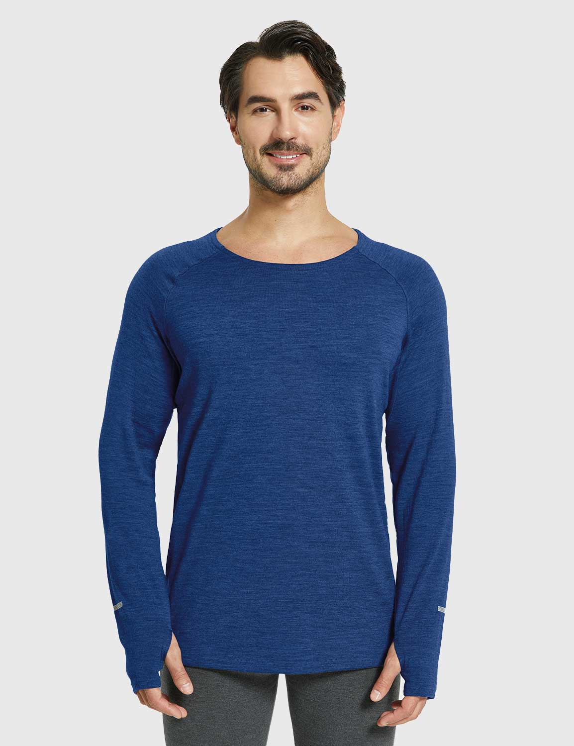 Baleaf Men's Merino Wool Crew Neck Base Layer Shirts Quartz Blue Main